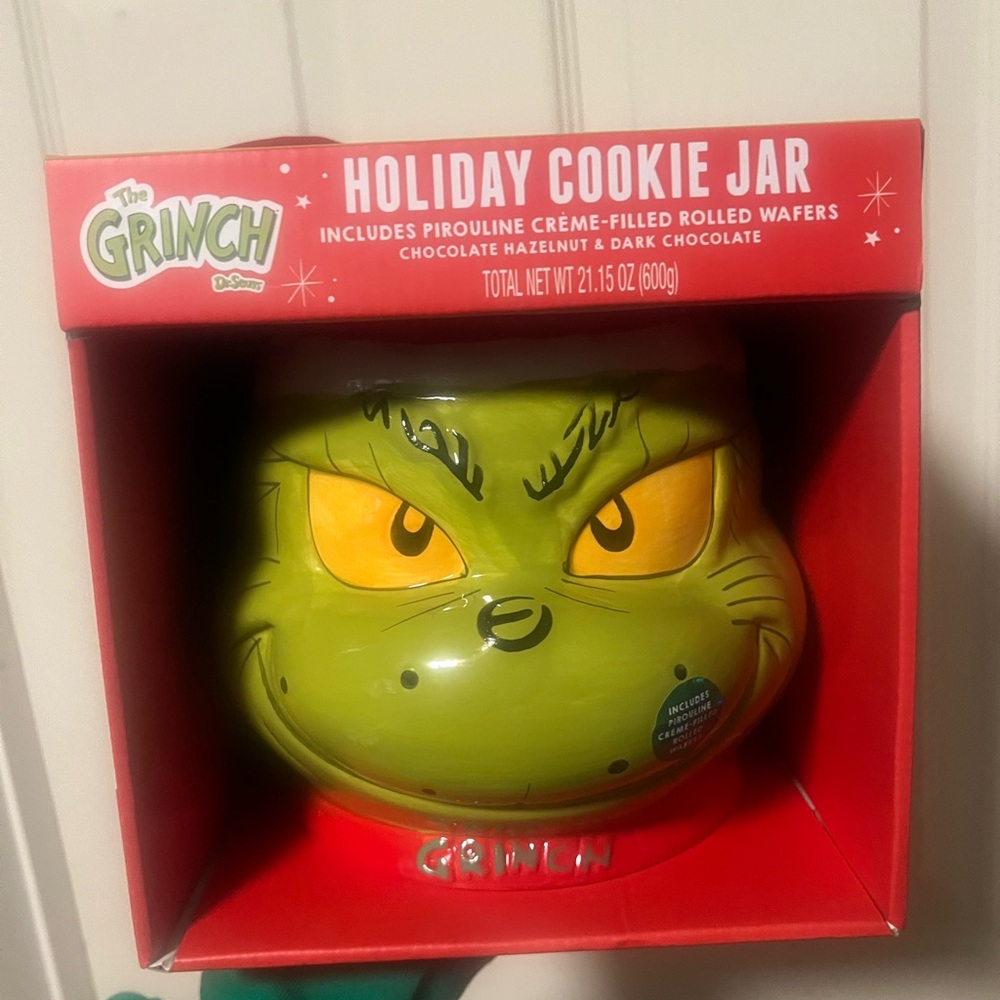 Grinch Holiday Cookie Jar BRAND NEW. In packaging.